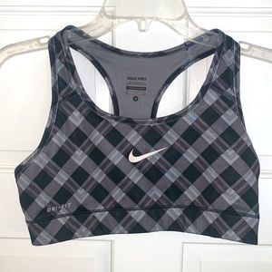 Black and Gray Patterned Nike Sports Bra